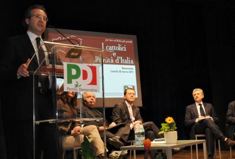Fausto Pepe e Massimo D'Alema al convegno I Cattolici e l'Unità d'Italia (28 marzo 2011)